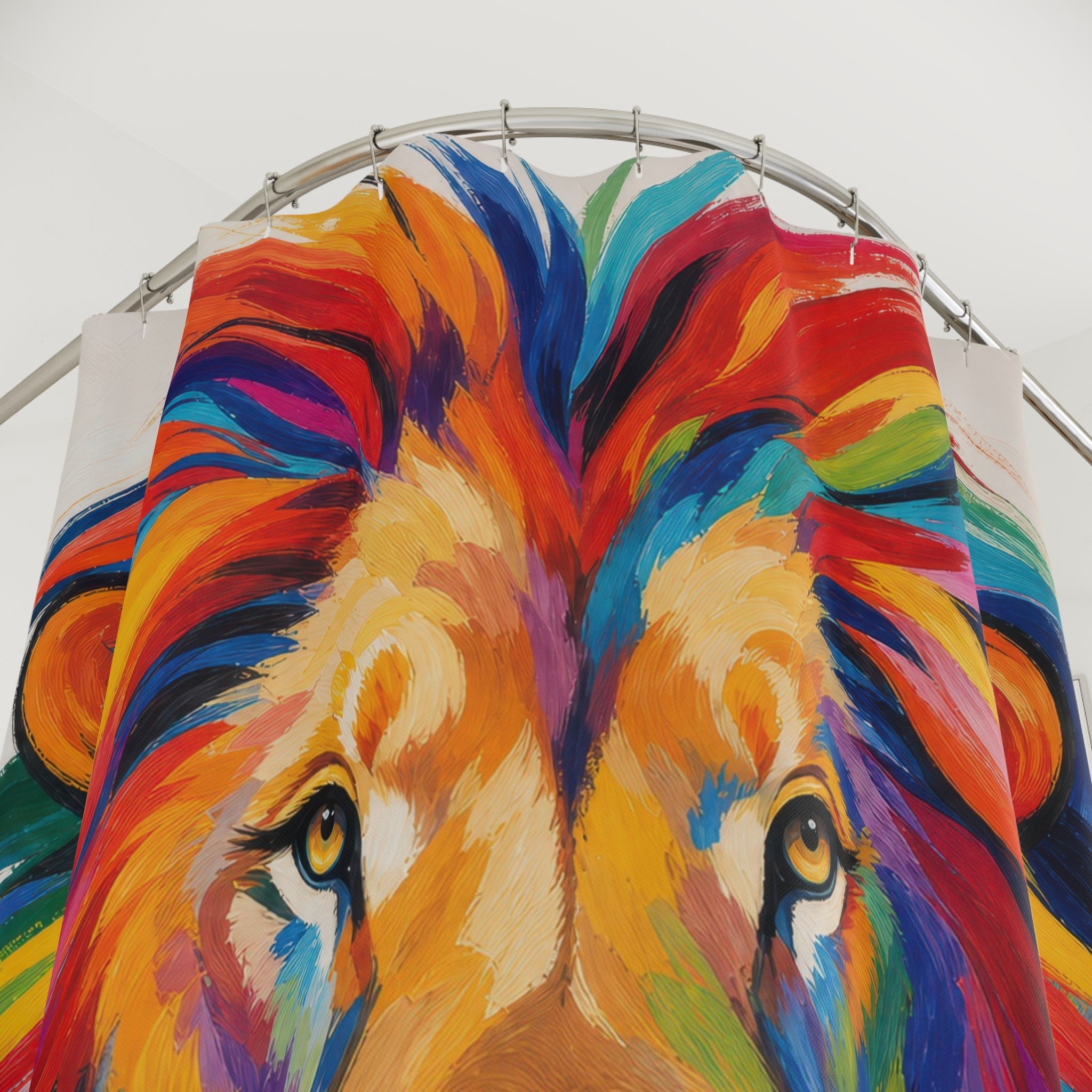 Rainbow Watercolor Animal Portrait Shower Curtain