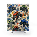 Monster Truck Shower Curtain, Off Road Vehicle Bathroom Decor, Tire Track Bath Curtain, Big Truck Kids Bathroom Art, Boys Bath Decor