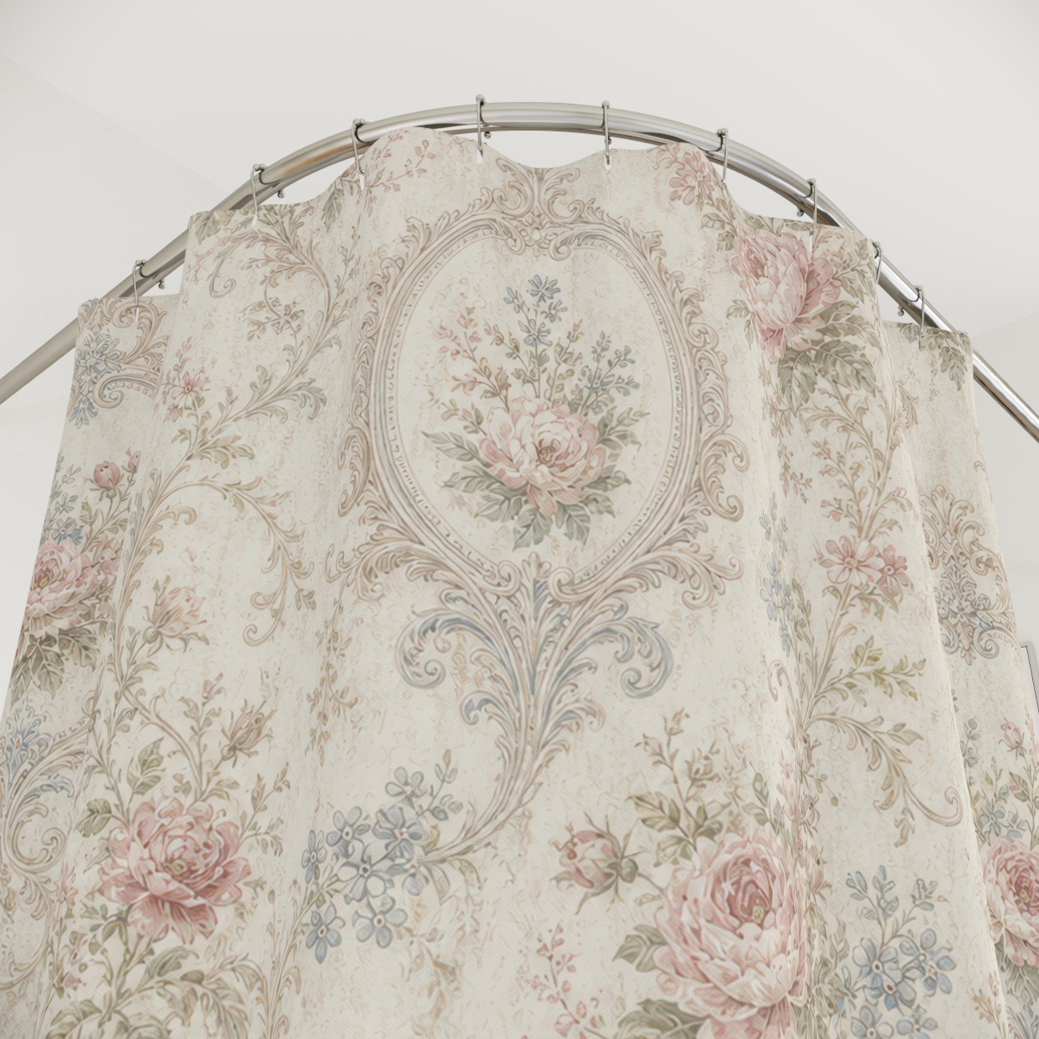 Pink Rose Oval Frame Shower Curtain
