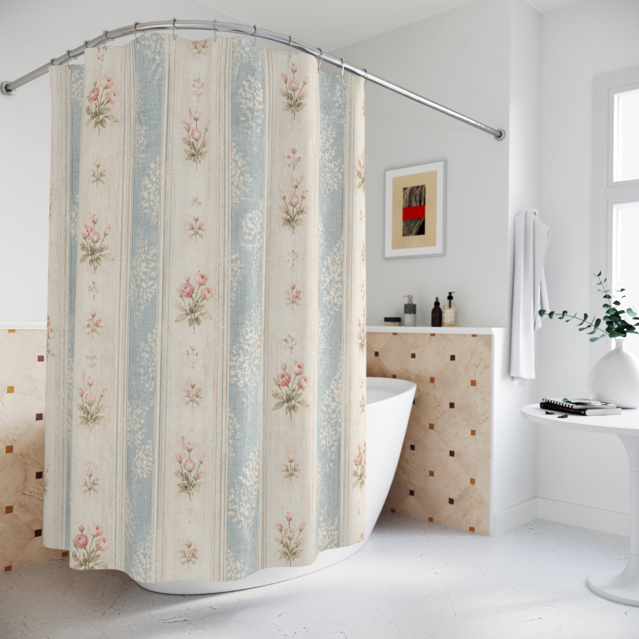 Shabby Chic Stripe Shower Curtain