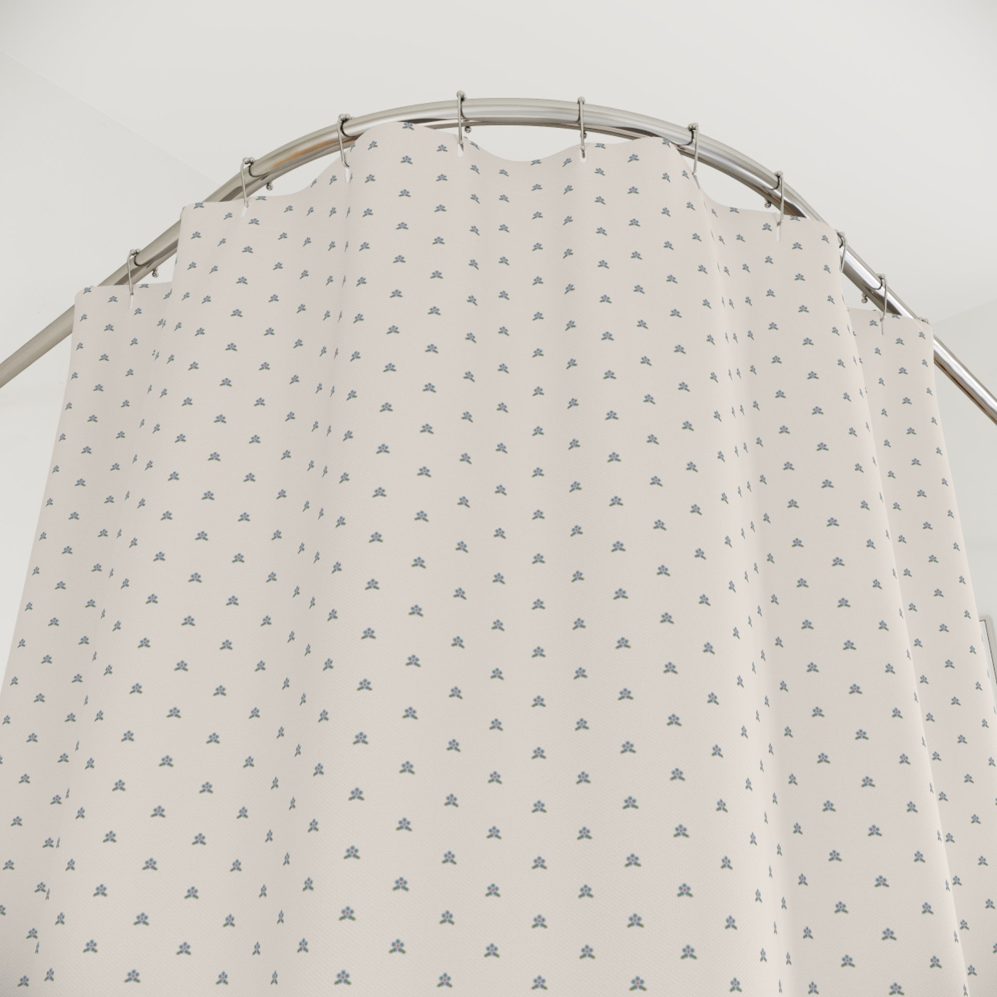 Feedsack Floral Shower Curtain – Dusty Blue Calico