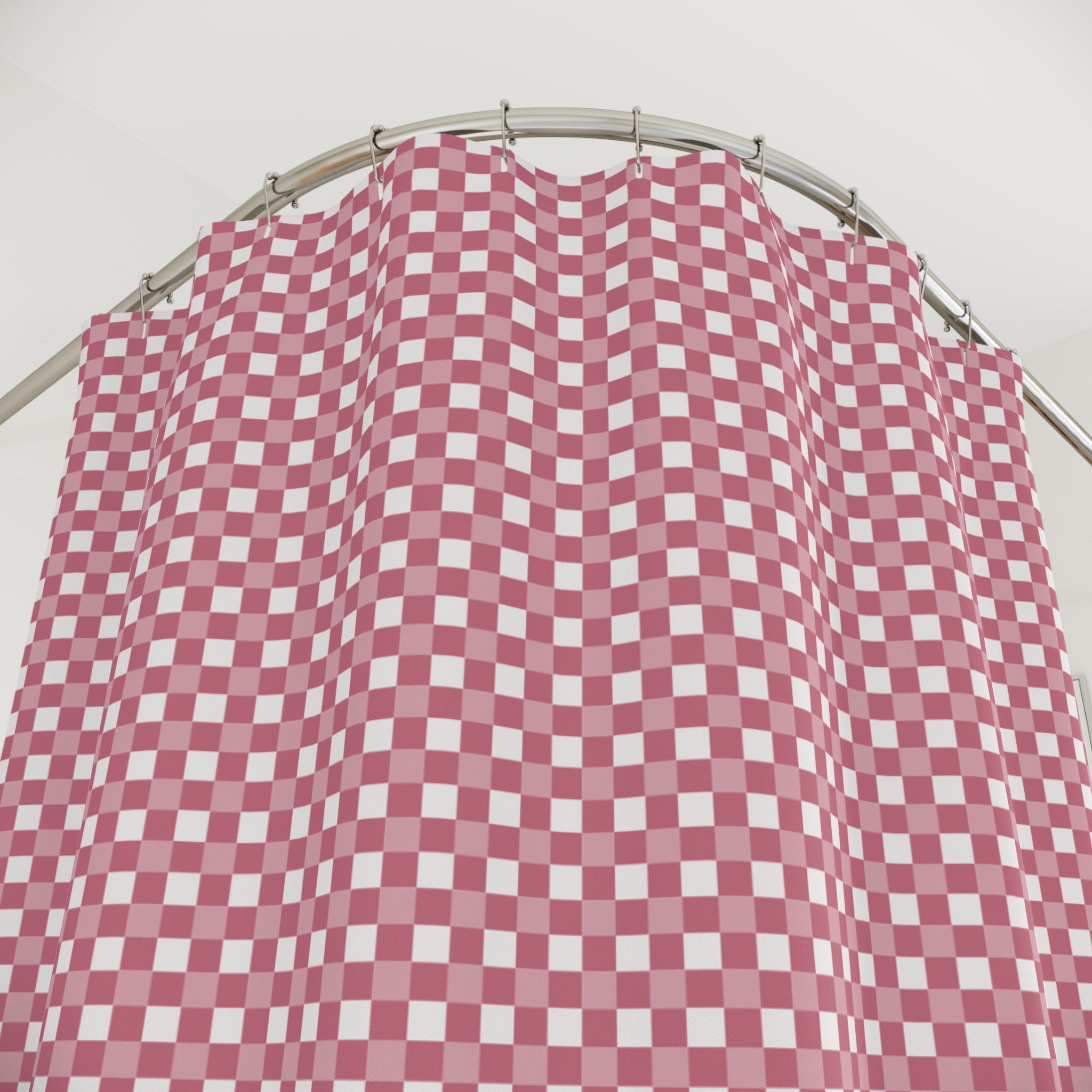 Pink & White Gingham Shower Curtain – Dusty Rose