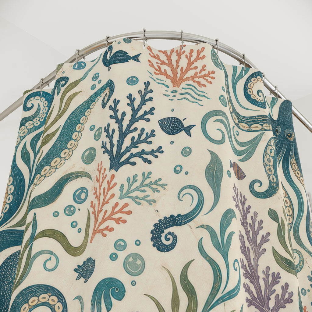 Octopus Ocean Coastal Shower Curtain