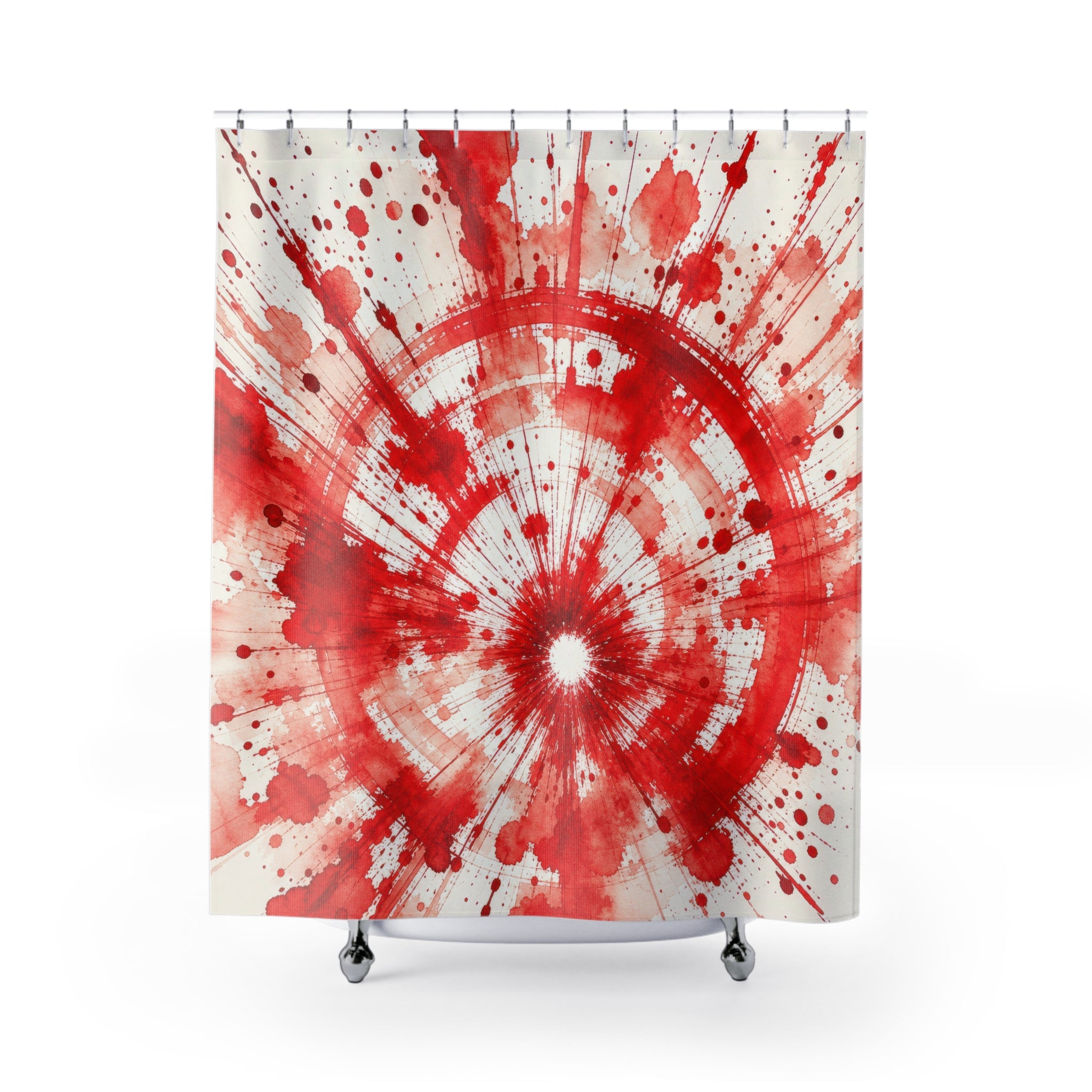 White Radial Paint Splatter Burst Shower Curtain