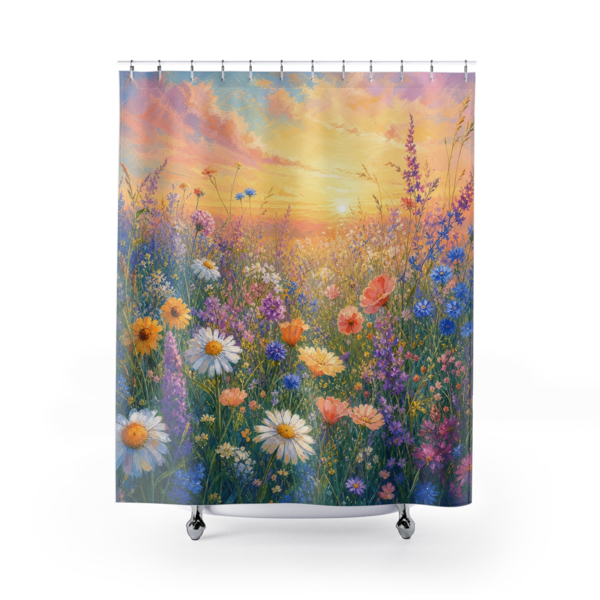 Pastel Impressionist Wildflower Meadow Shower Curtain