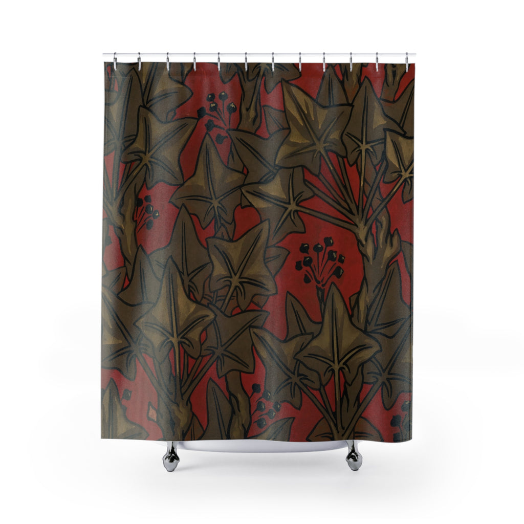Mackmurdo Ivy Shower Curtain – 1880s Red Botanical