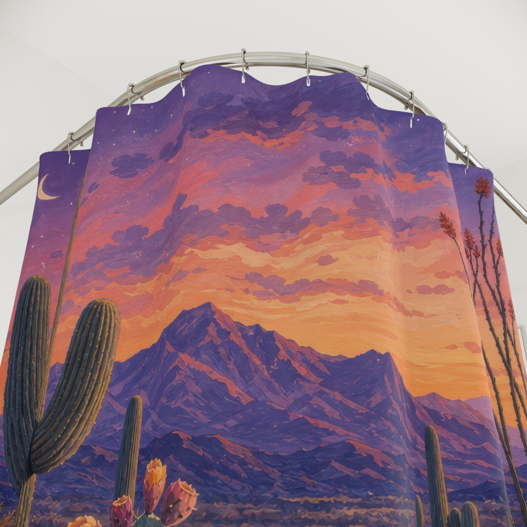 Gouache Desert Garden Twilight Shower Curtain
