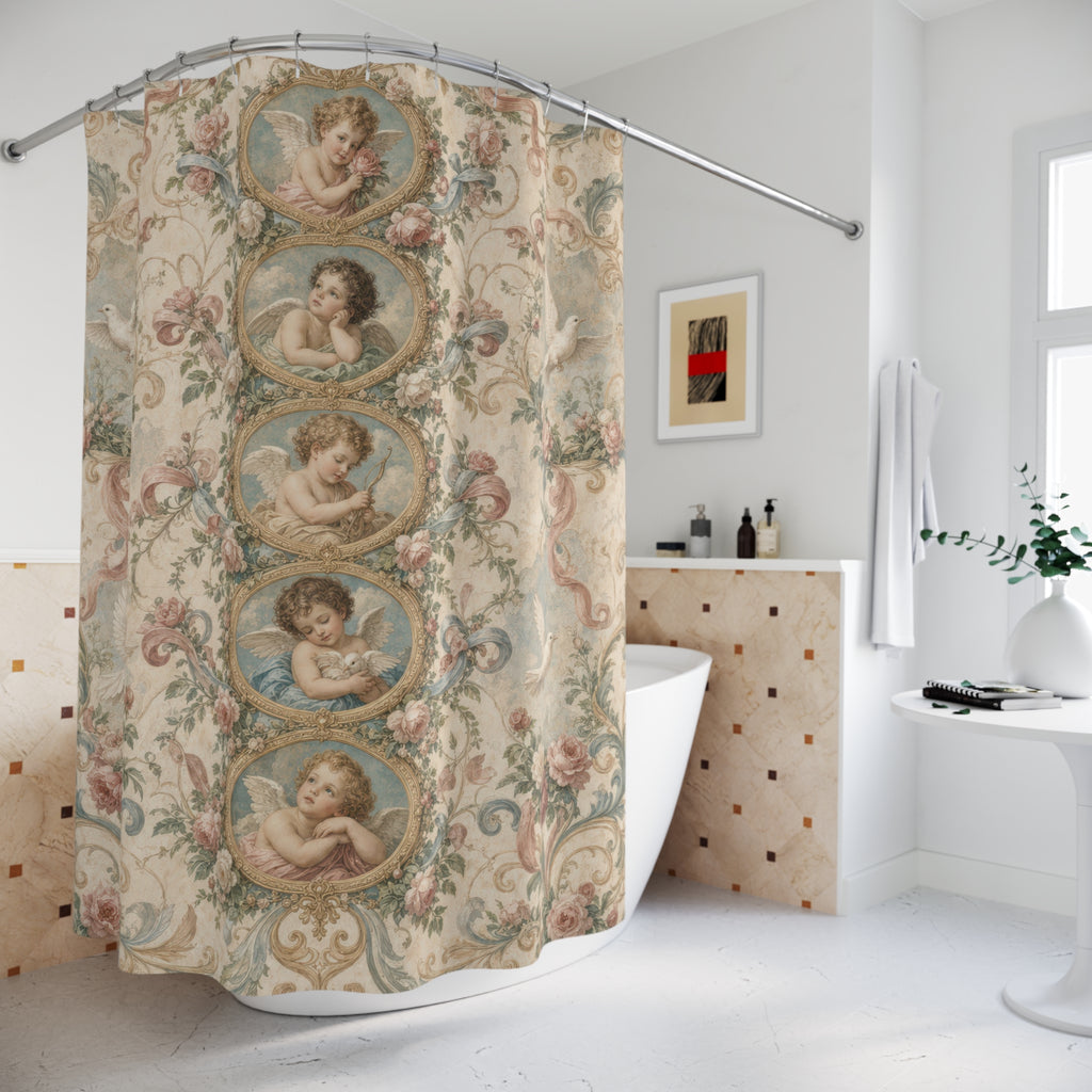 Blush Cherub Cameo Valentine Shower Curtain