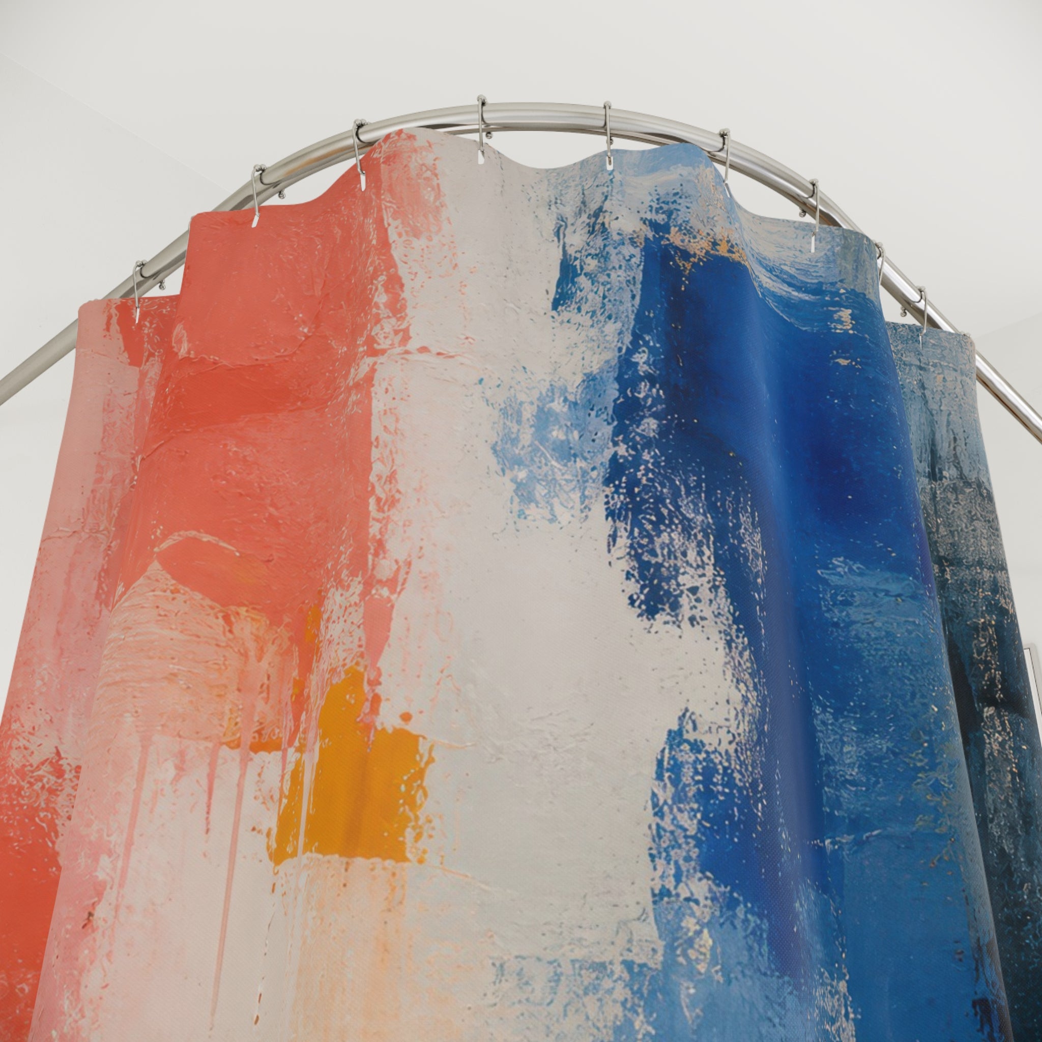 Coral Blue Color Field Shower Curtain