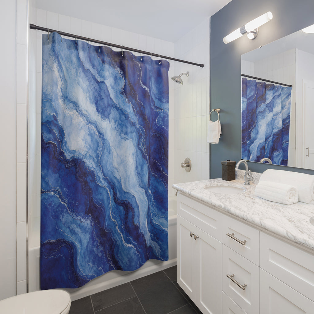 Blue Agate Marble Shower Curtain