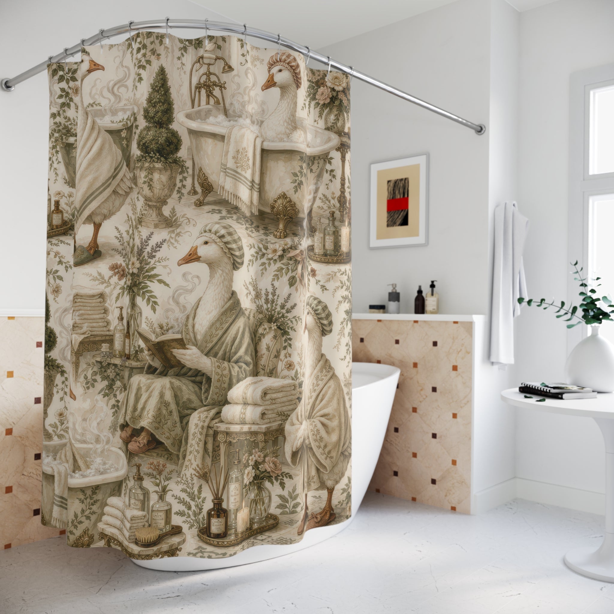 Funny Goose Shower Curtain – Vintage Bathhouse