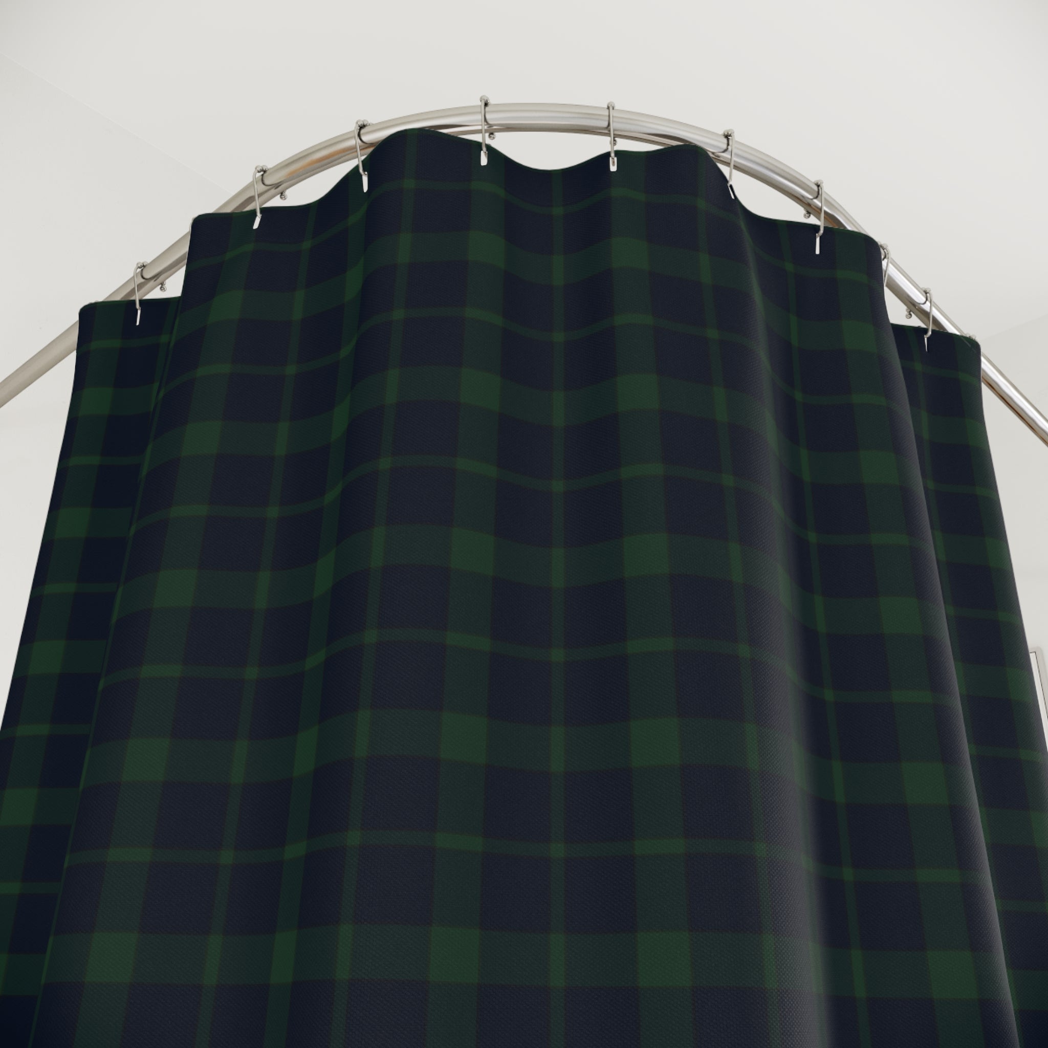 Black Watch Plaid Shower Curtain – Navy & Forest Green