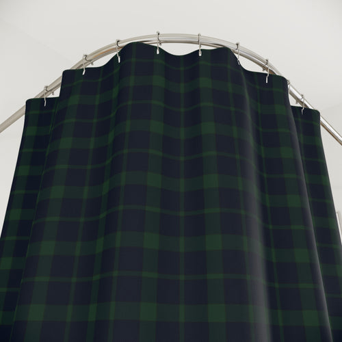 Black Watch Plaid Shower Curtain – Navy & Forest Green