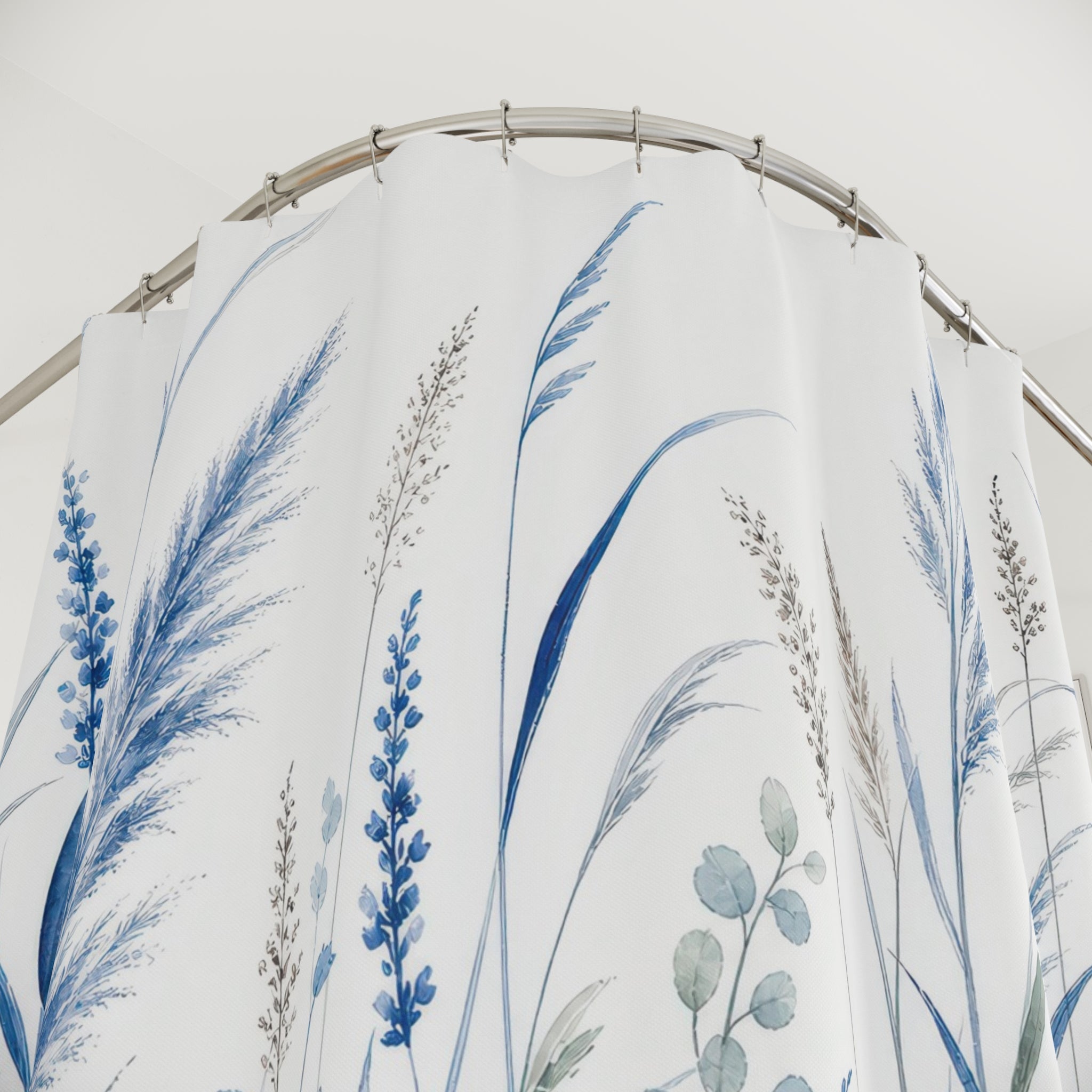 Blue Meadow Grass Shower Curtain