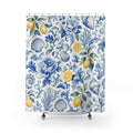 Blue Lemon Toile Shower Curtain