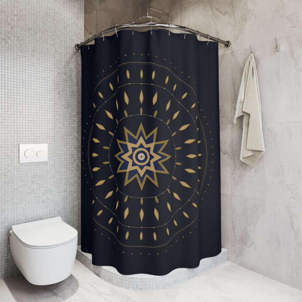 Navy & Gold Mandala Shower Curtain – Jewel Tone
