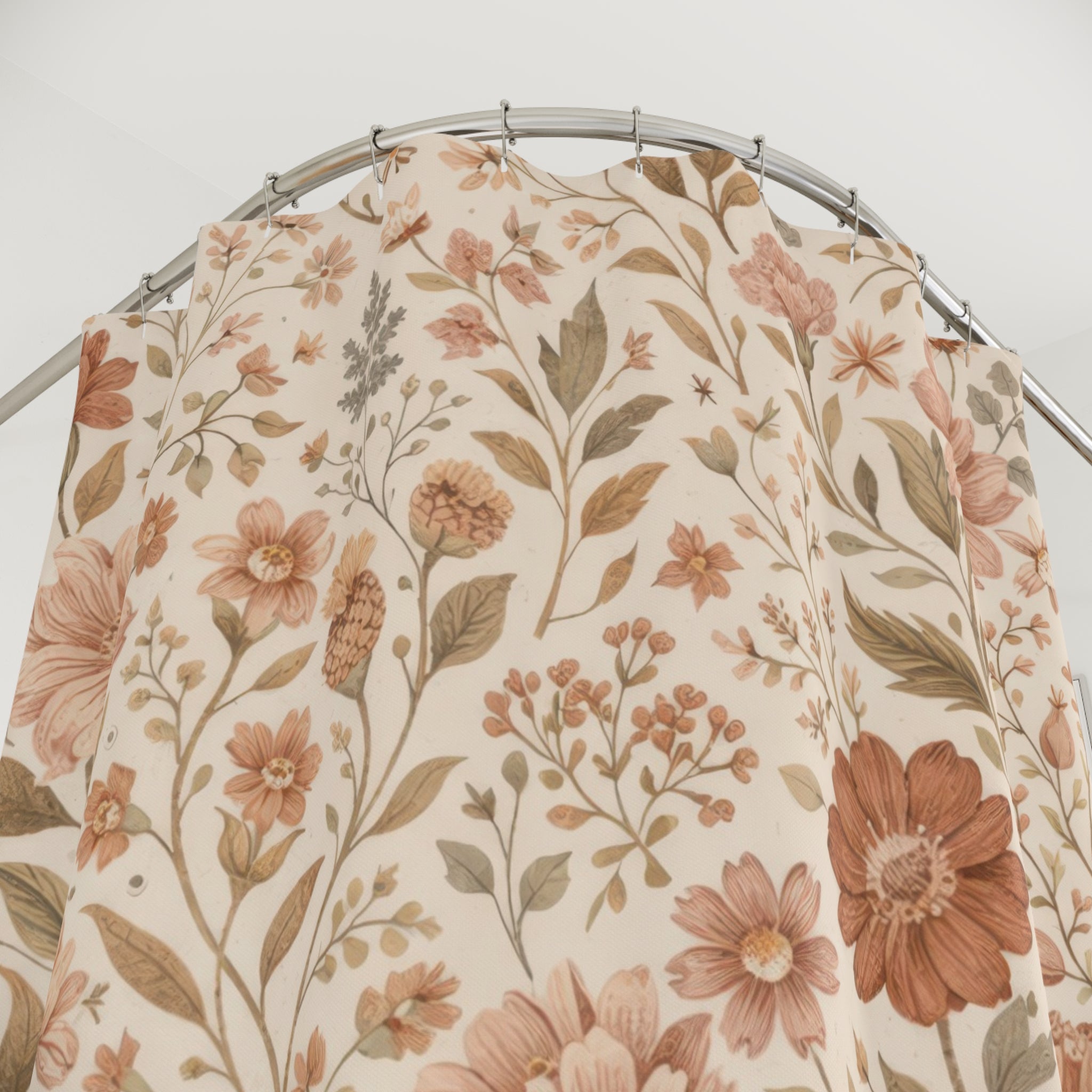 Boho Floral Shower Curtain – Cottagecore Wildflower