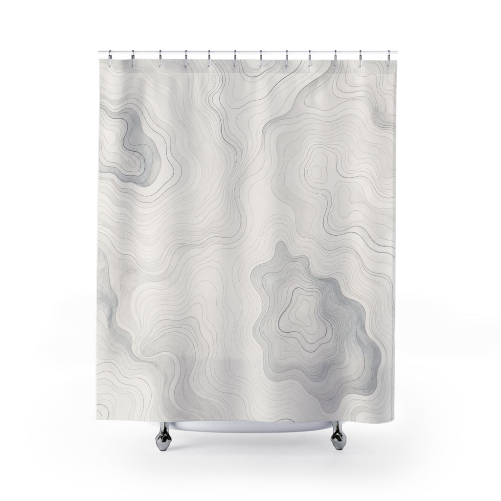 Grey White Abstract Line Shower Curtain