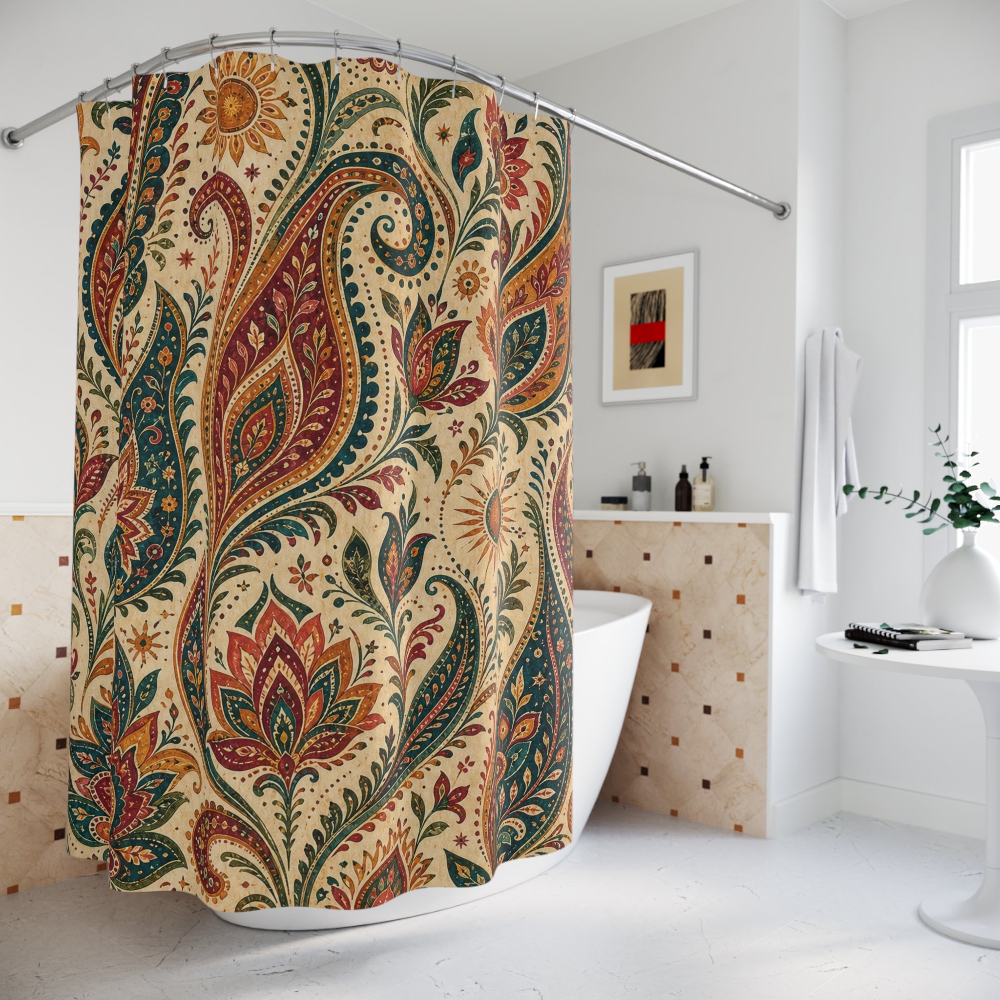 Vintage Boho Paisley Shower Curtain