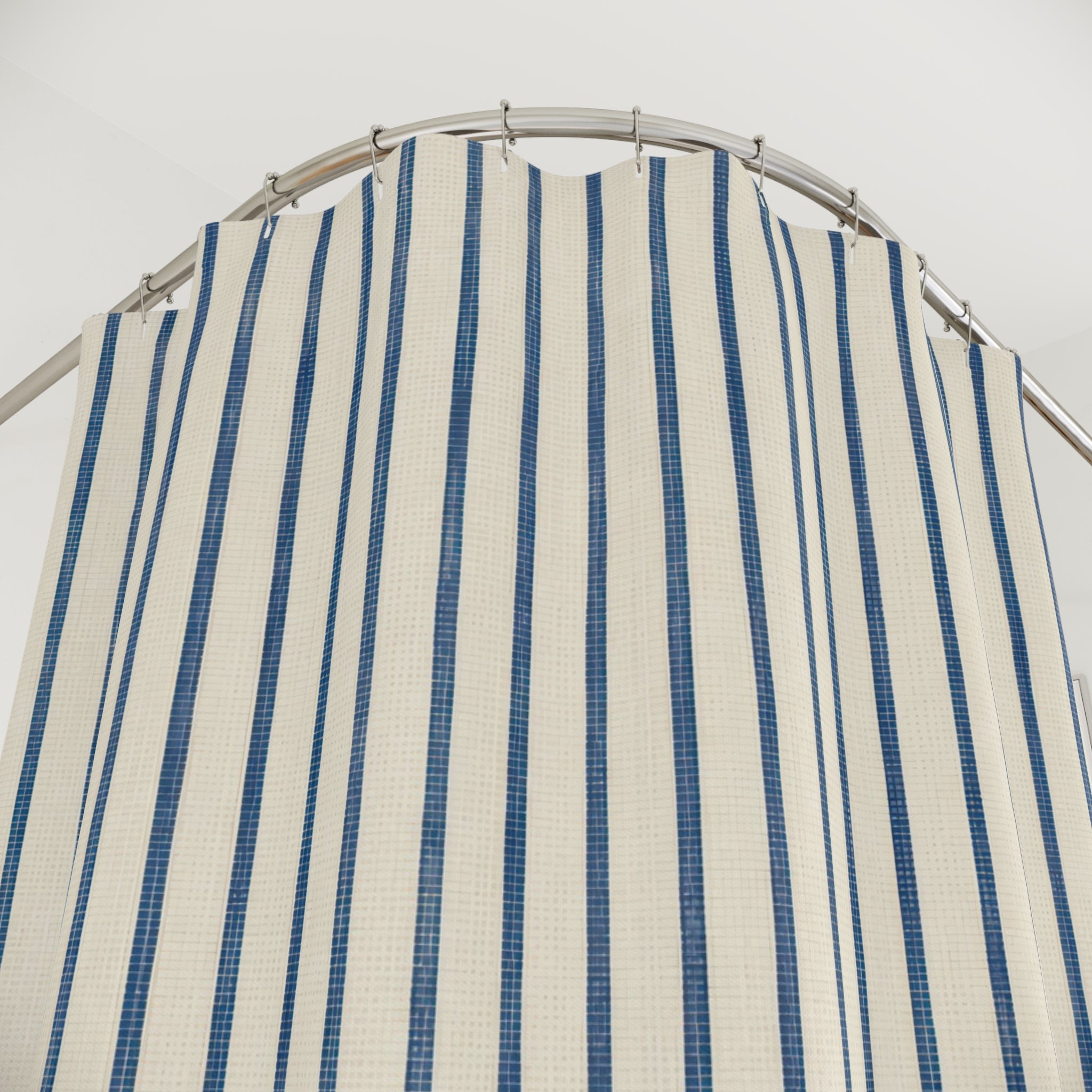 Navy Ticking Stripe Shower Curtain