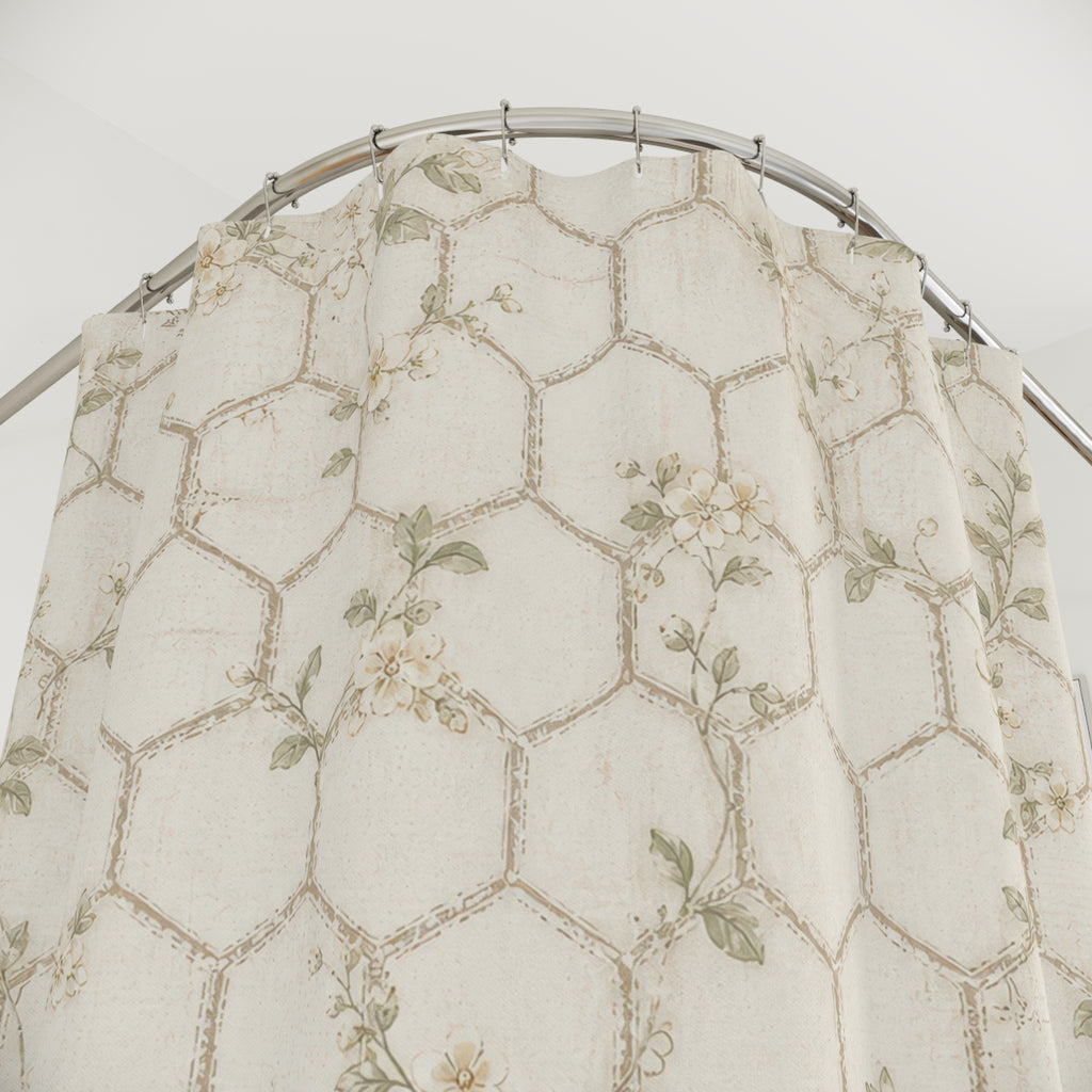 Rustic Trellis White Farmhouse Shower Curtain