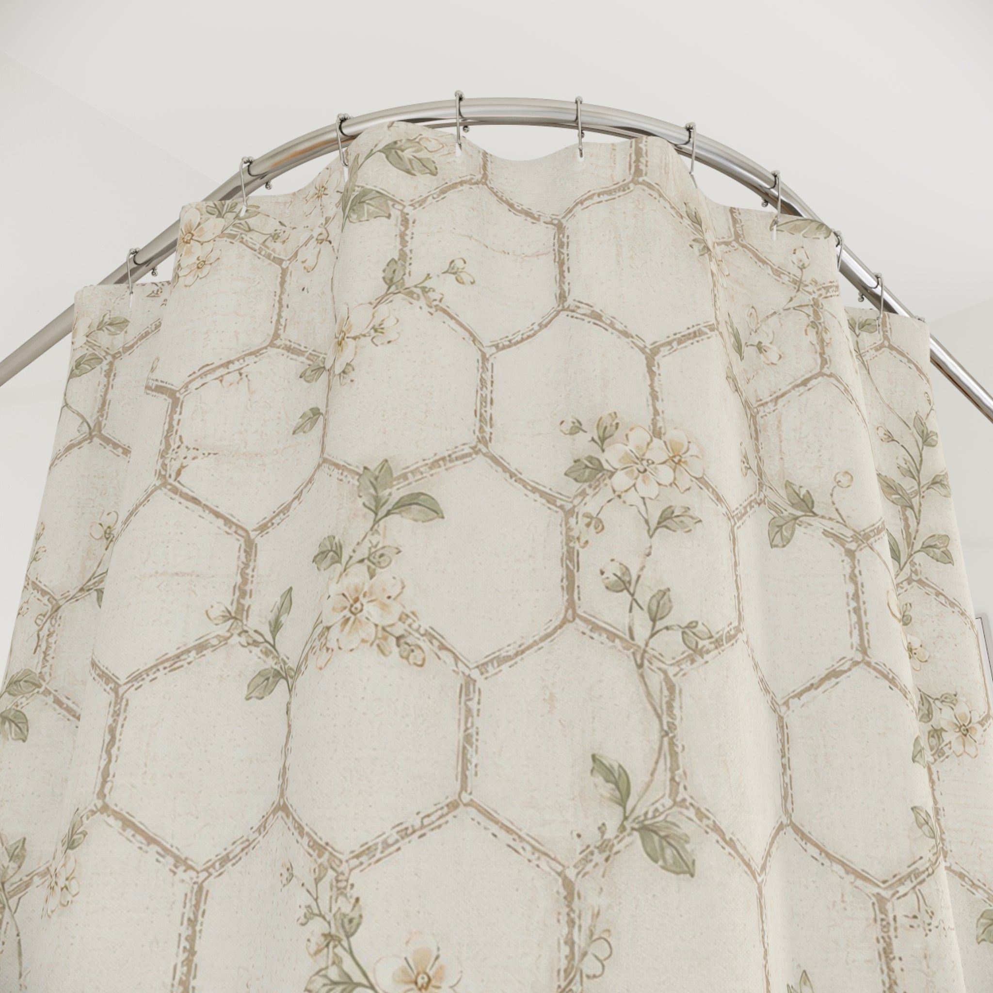 Rustic Trellis White Farmhouse Shower Curtain