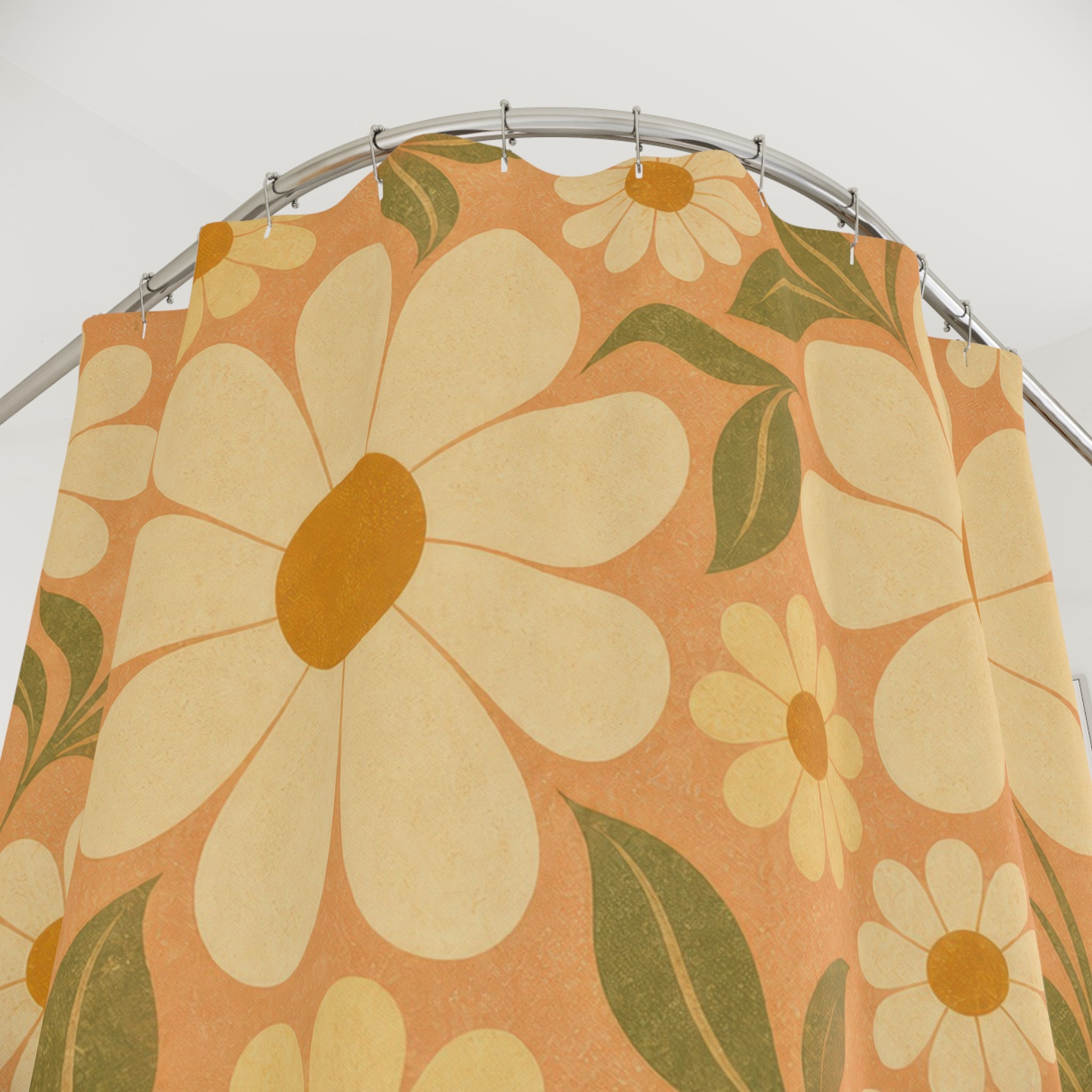 Retro Flower Wallpaper Shower Curtain