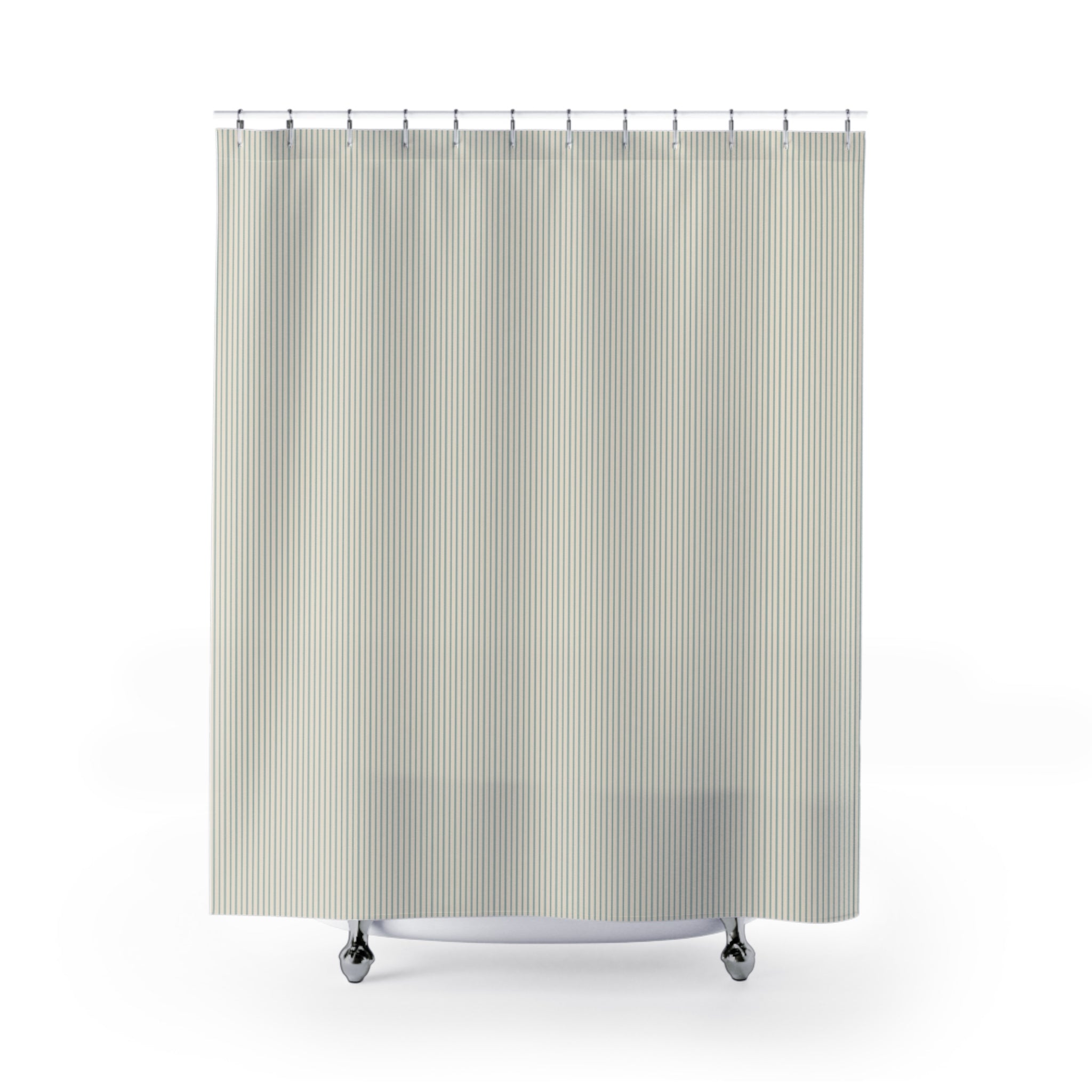Aqua Ticking Stripe Shower Curtain