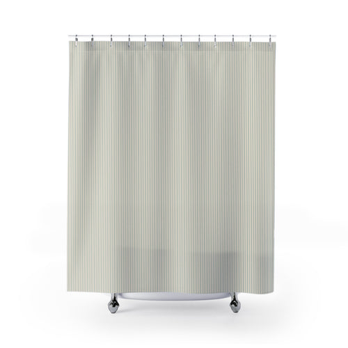 Aqua Ticking Stripe Shower Curtain