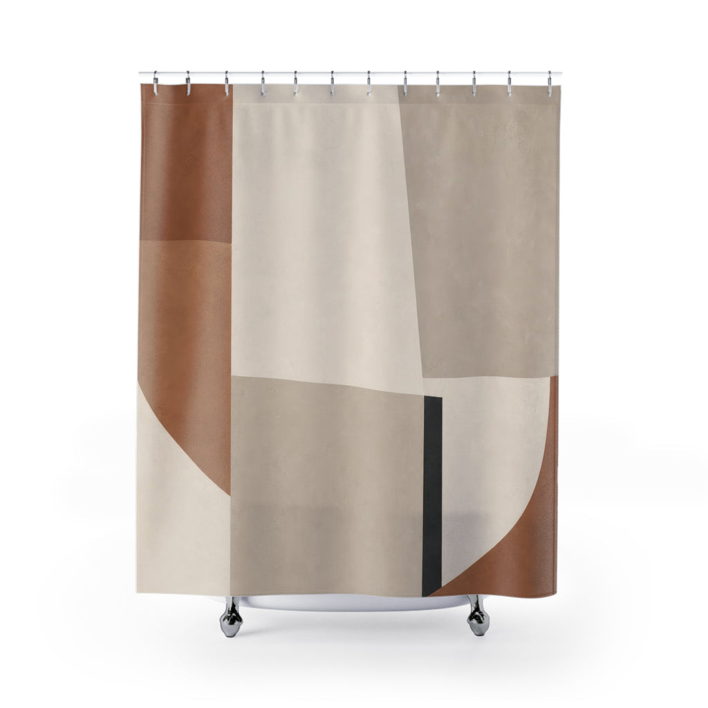 Rust Taupe Geometric Beige Shower Curtain