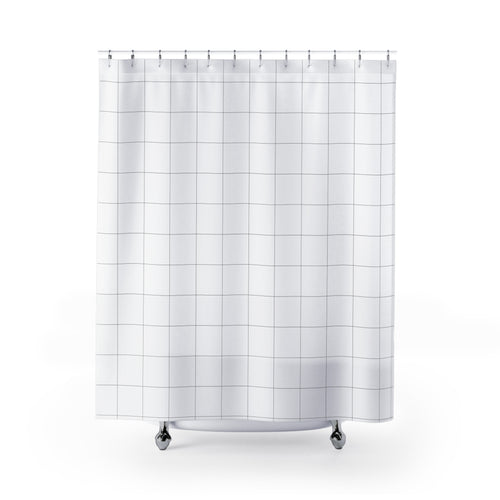 Black and White Windowpane Check Shower Curtain
