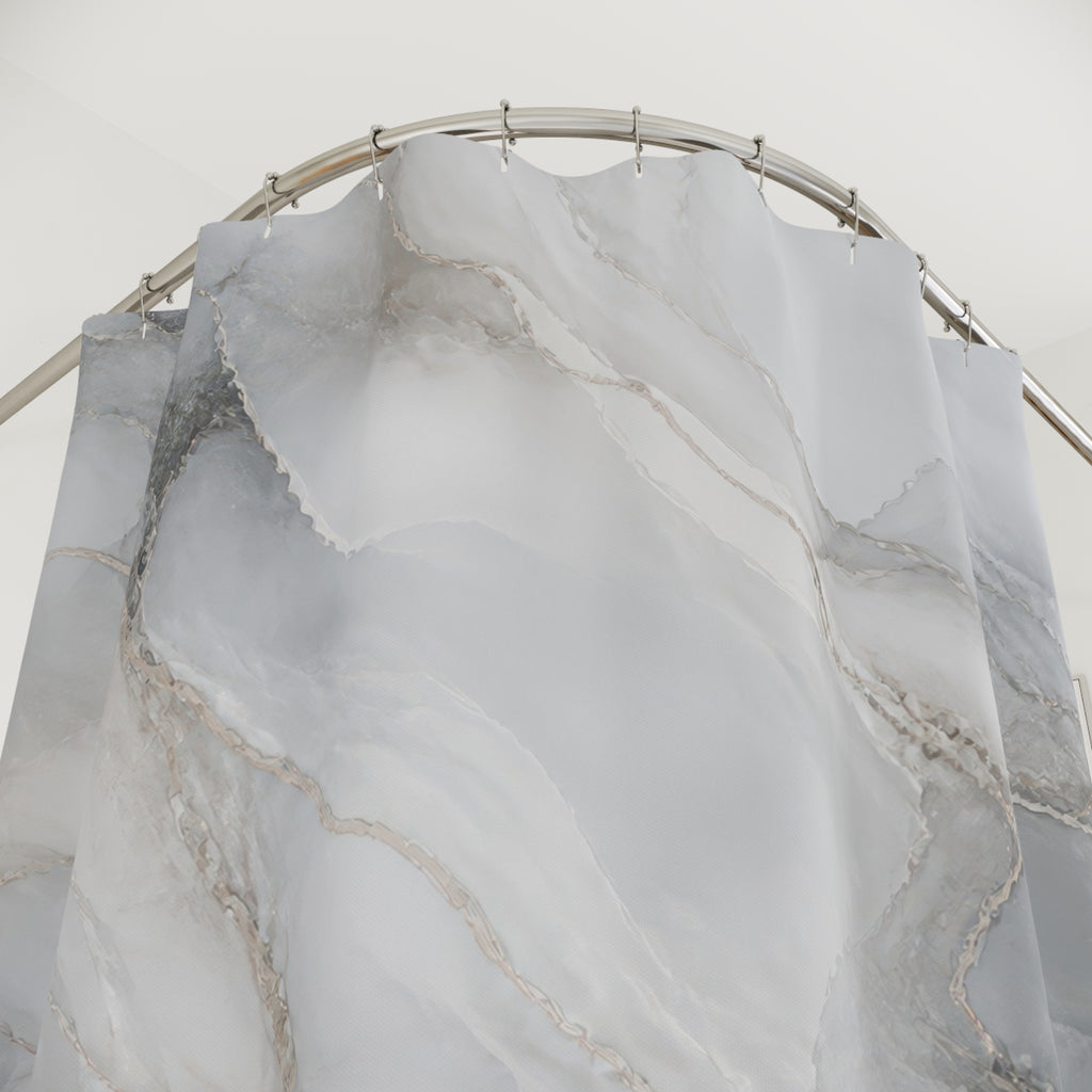 Grey Shower Curtain, Gray Abstract Bath Decor, Marble Look White Charcoal Pattern, Modern Neutral Guest Bathroom Decor, Soft Spa Style