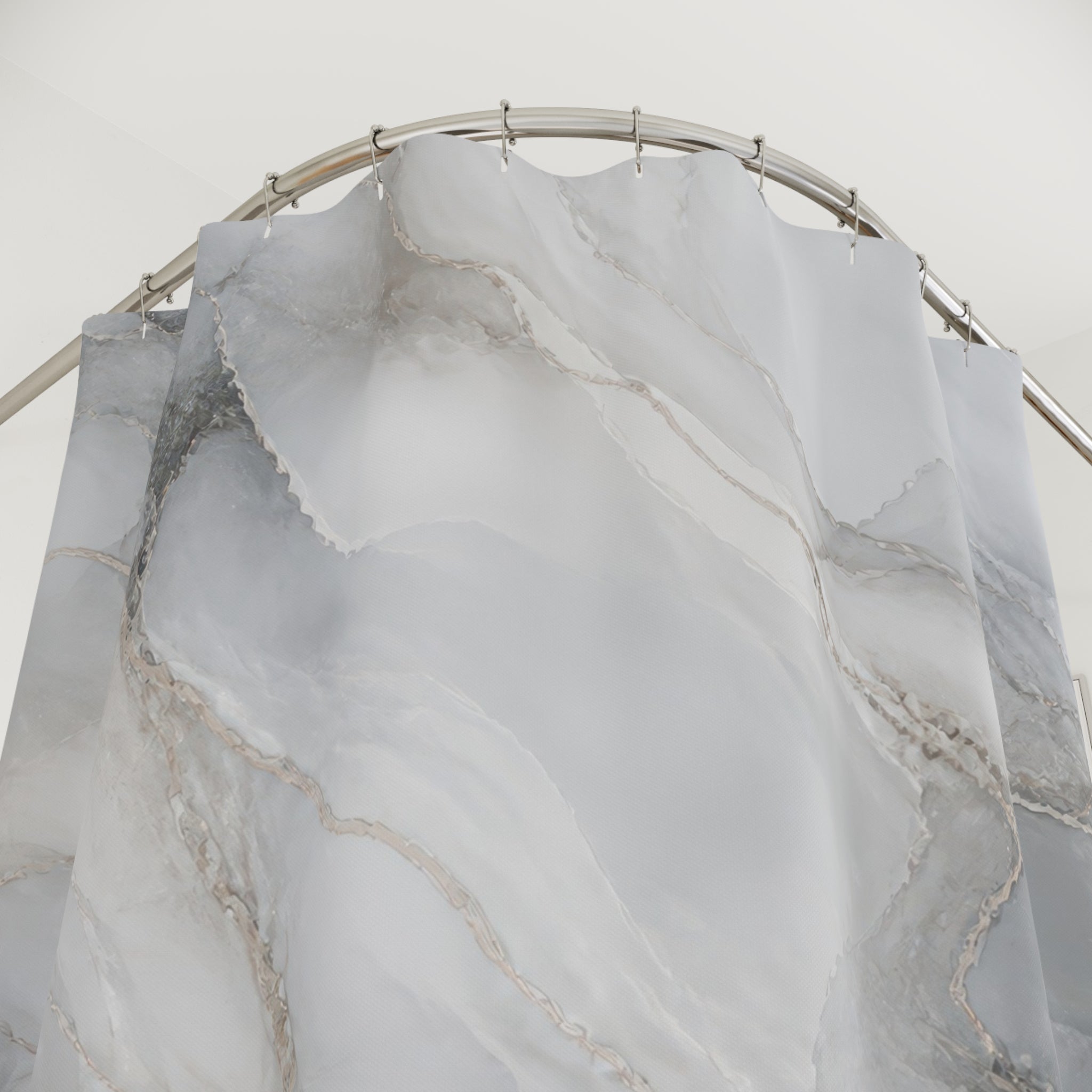 Grey Shower Curtain, Gray Abstract Bath Decor, Marble Look White Charcoal Pattern, Modern Neutral Guest Bathroom Decor, Soft Spa Style