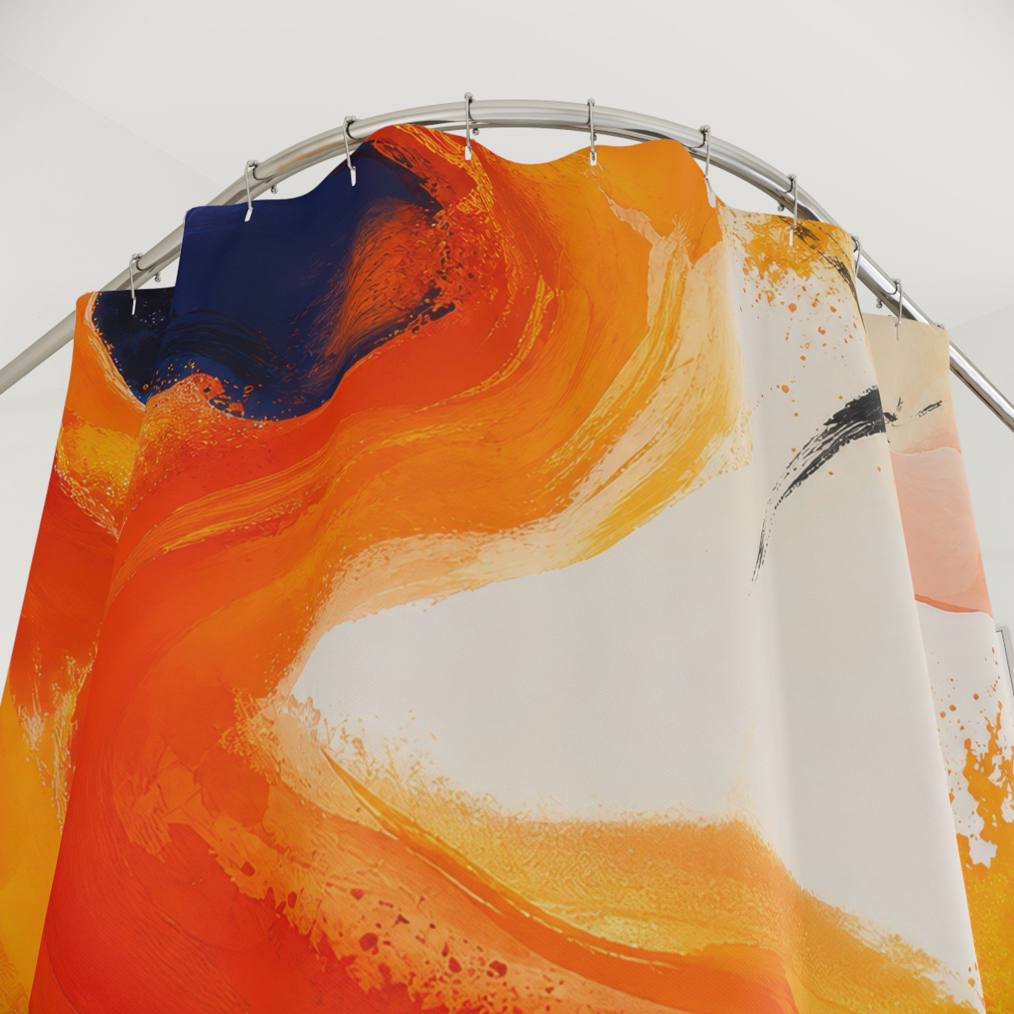 Vermilion Current Orange Shower Curtain