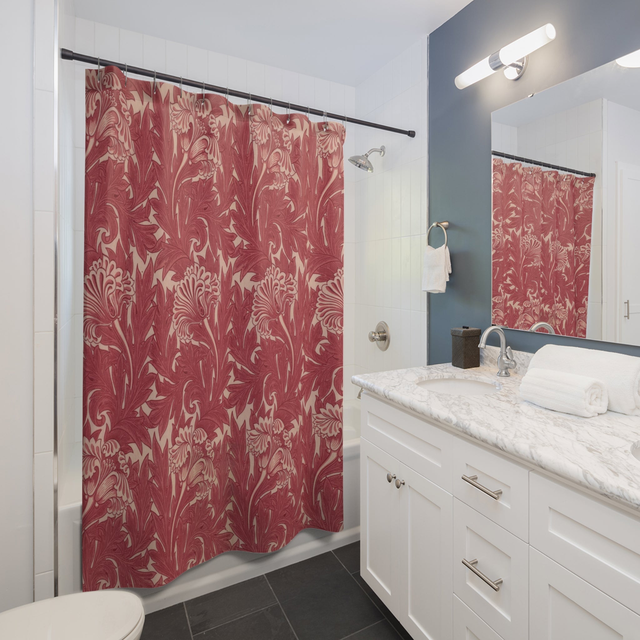 William Morris Tulip Shower Curtain – Red