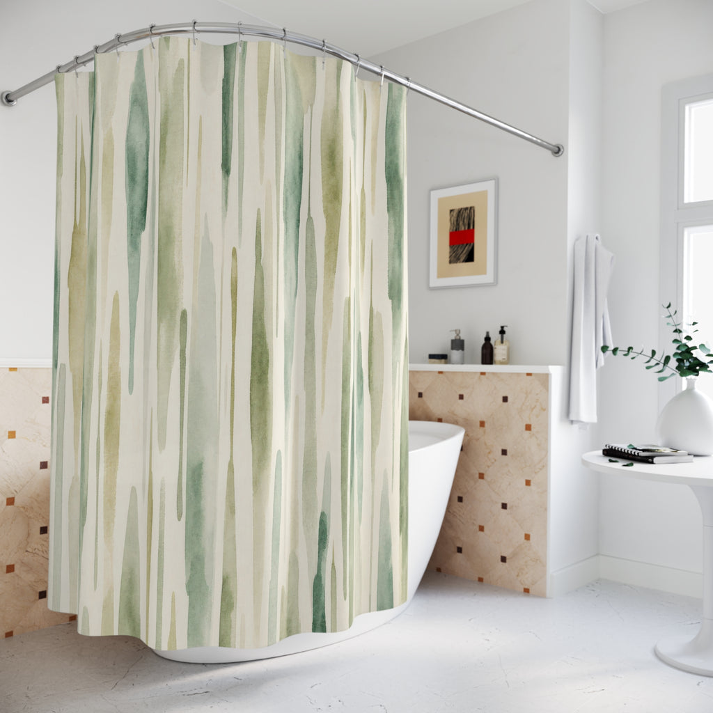Jade Vertical Stroke Shower Curtain