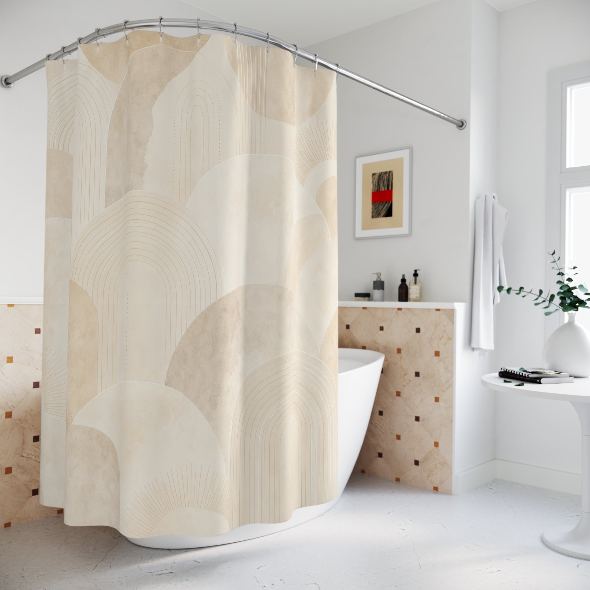 Ivory Circle Arch Shower Curtain