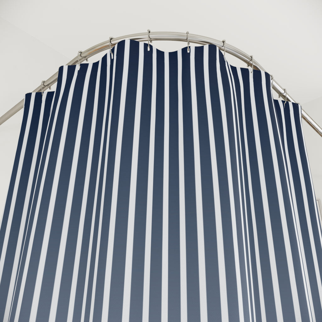 Blue and White Ombre Stripe Shower Curtain