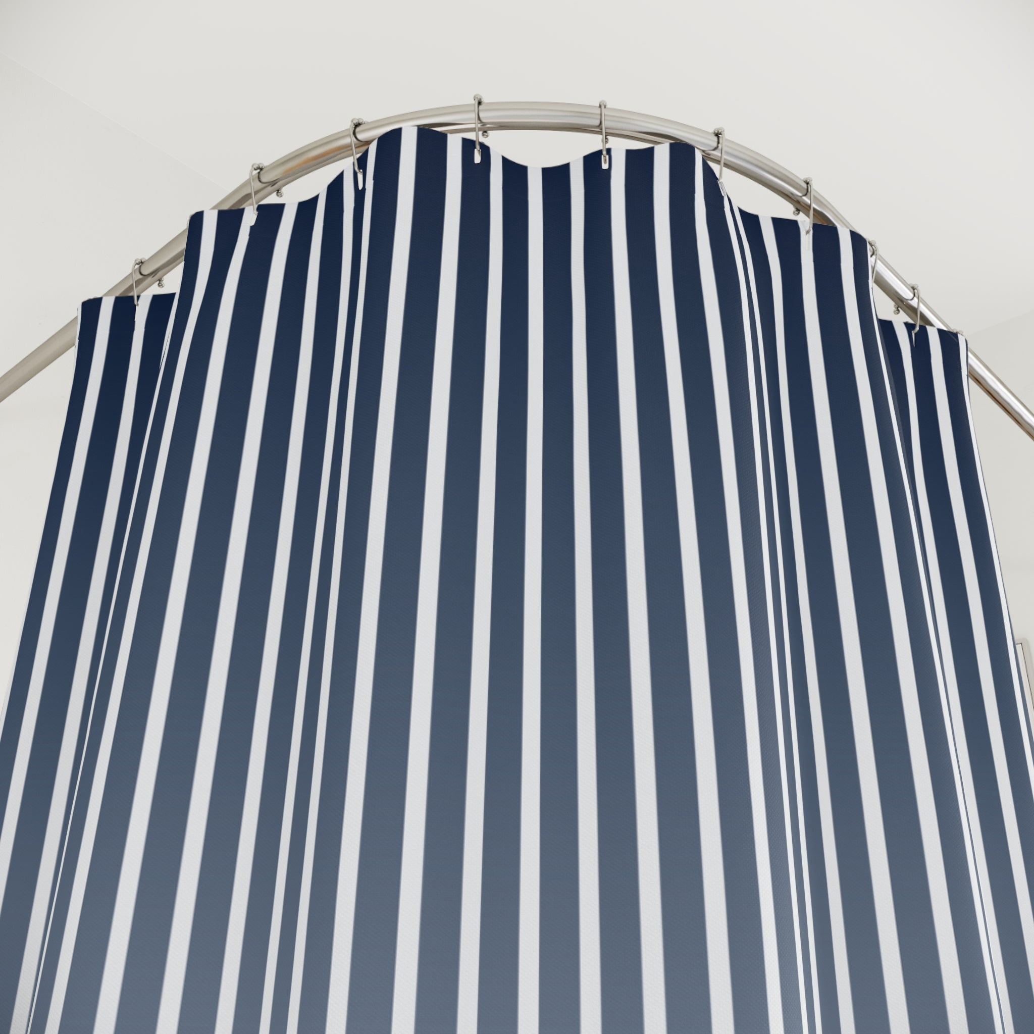 Blue and White Ombre Stripe Shower Curtain