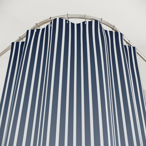 Blue and White Ombre Stripe Shower Curtain