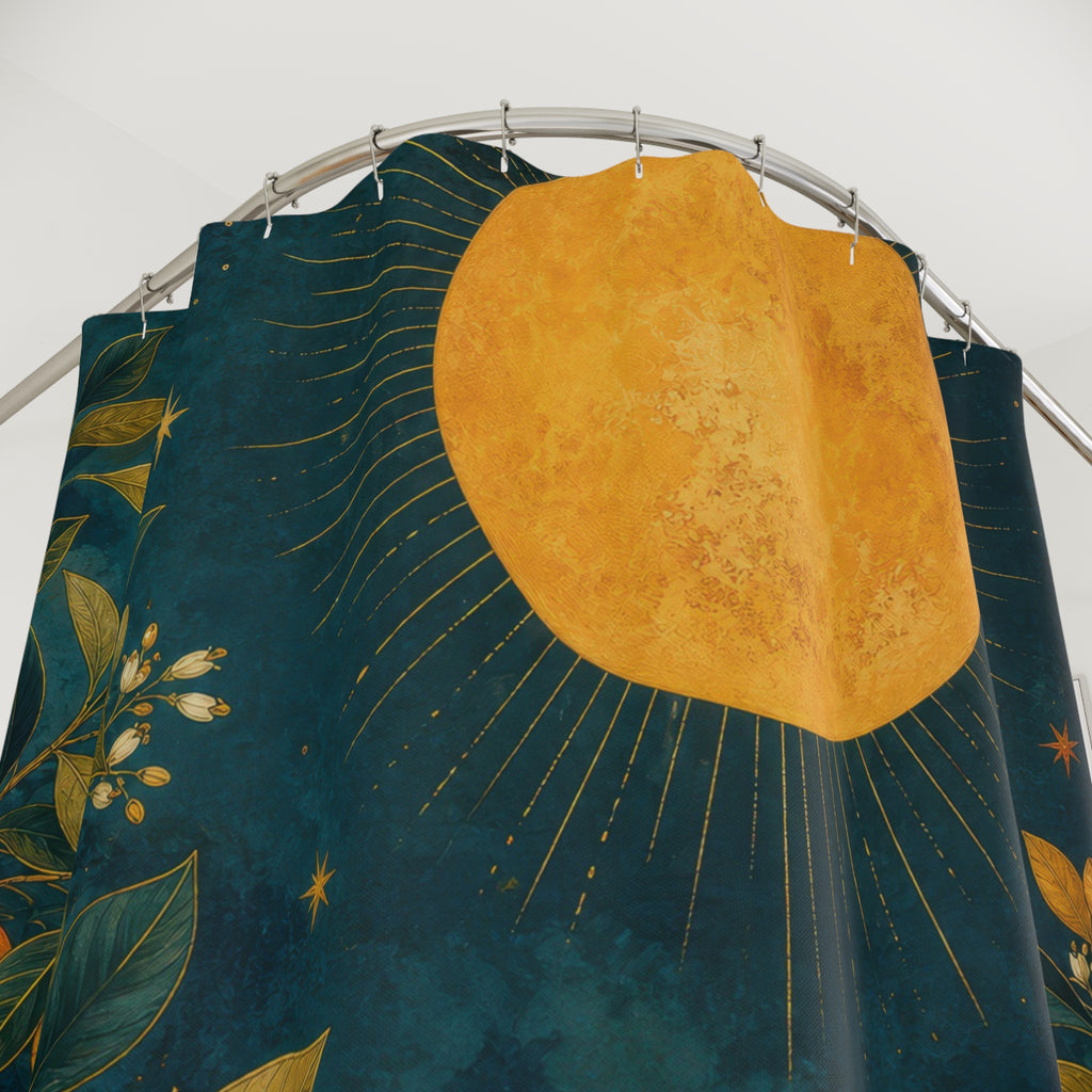 Gilded Citrus Sun Decorative Shower Curtain