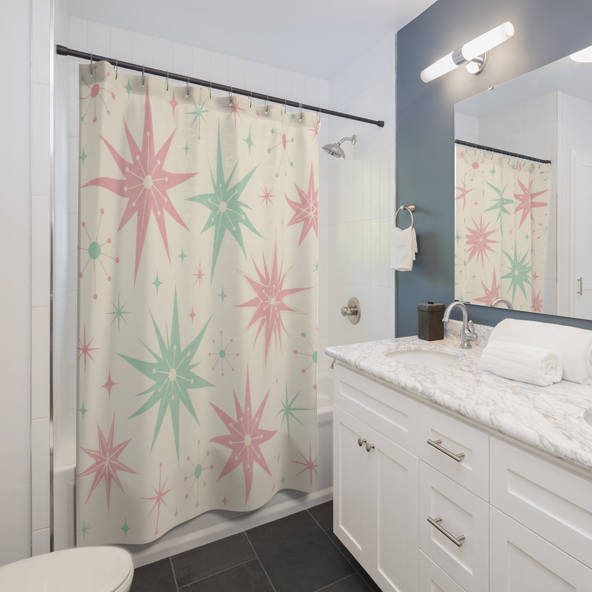 Atomic Starburst Retro Shower Curtain