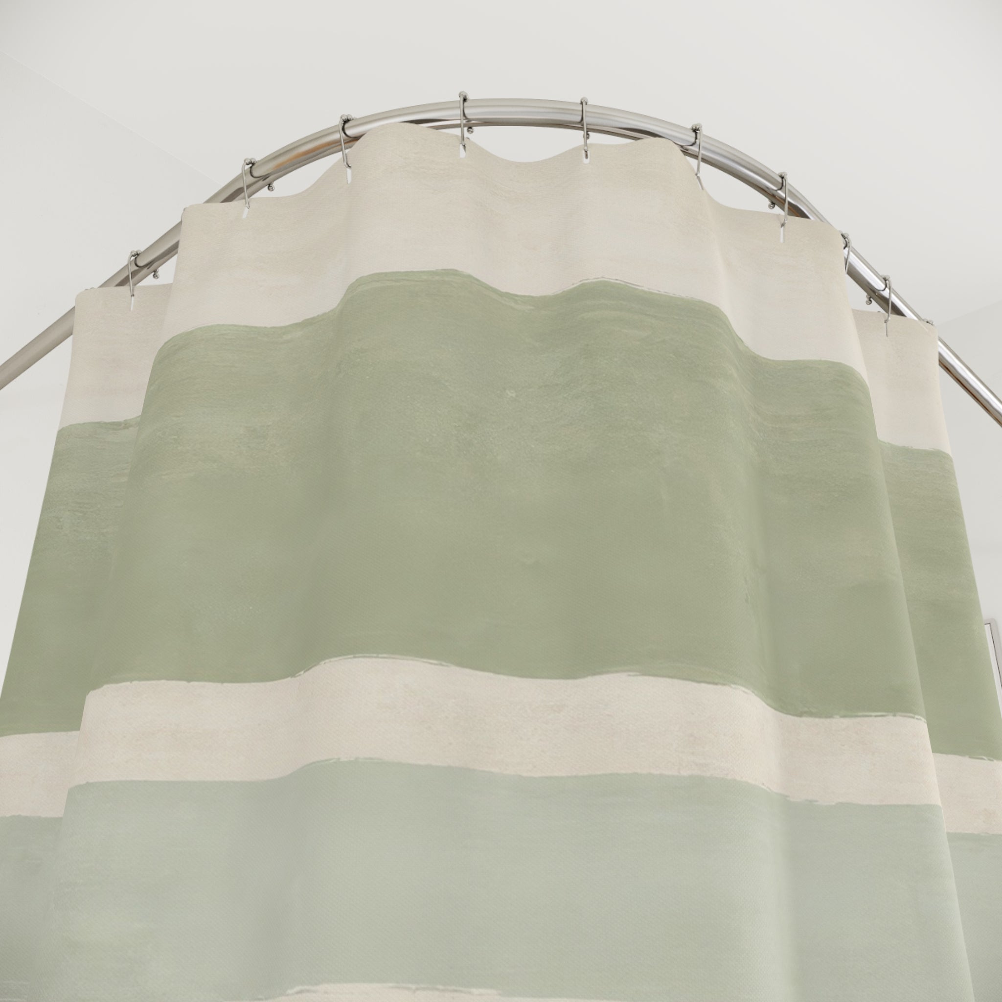 Sage Watercolor Stripe Shower Curtain