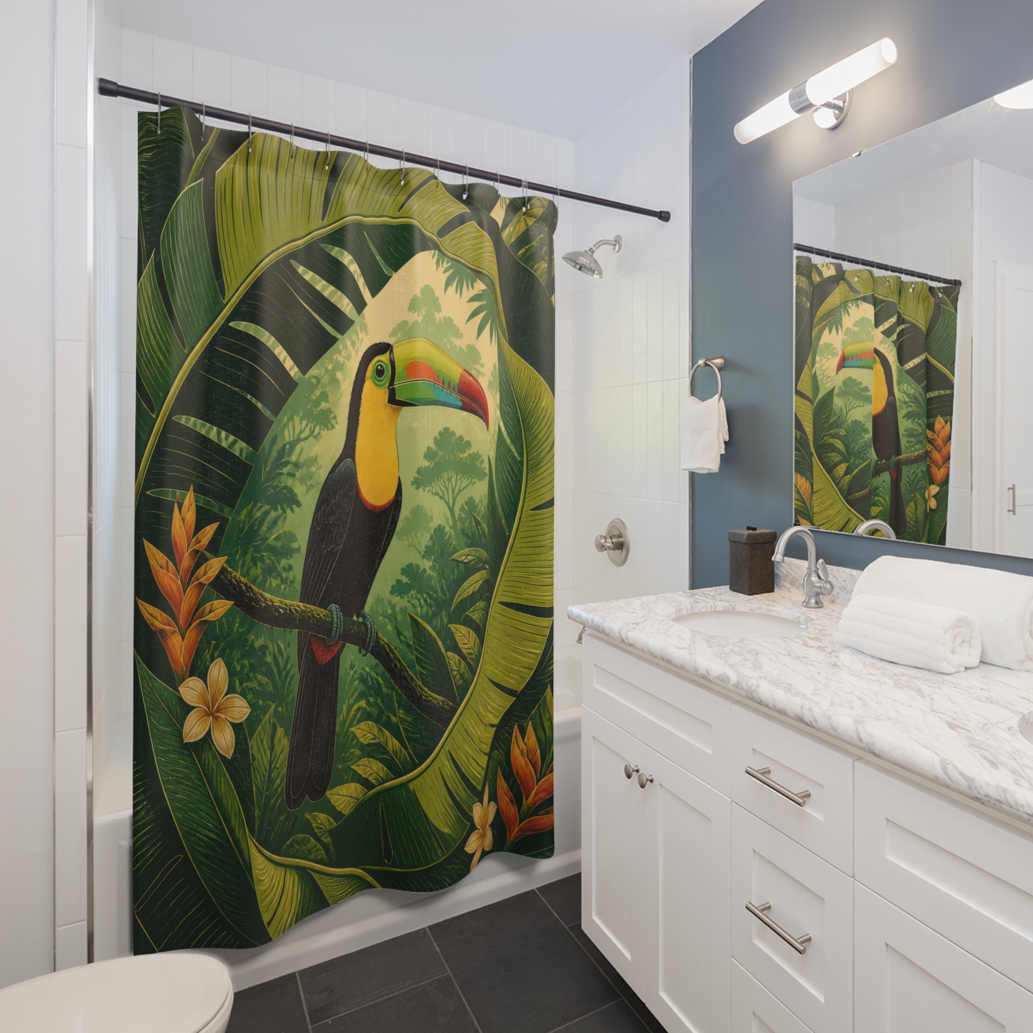 Tropical Toucan Jungle Shower Curtain