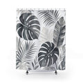 Grey Tropical Leaf Shower Curtain