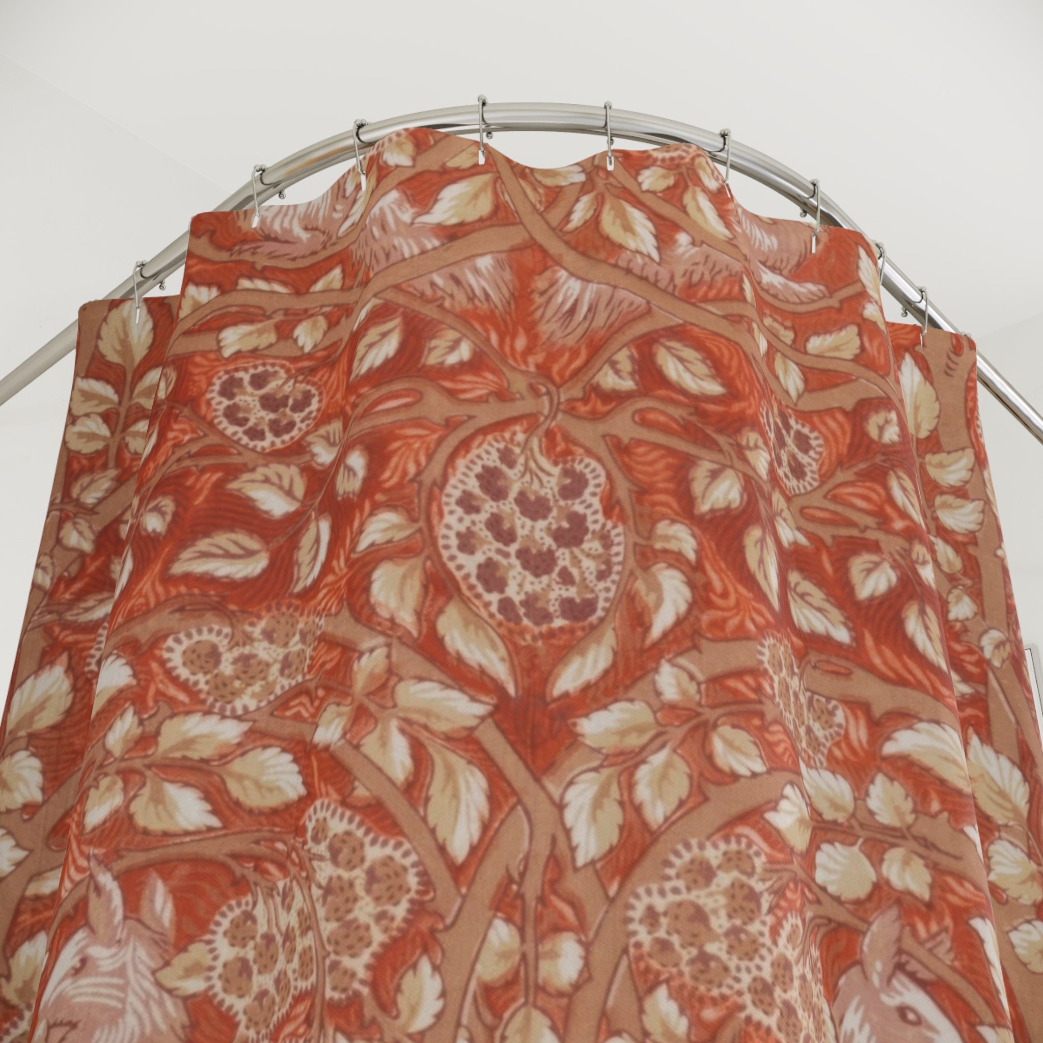Bramble & Squirrel Shower Curtain – Terracotta Arts & Crafts
