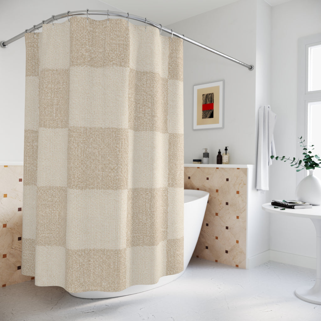 Soft Checkerboard Shower Curtain