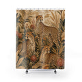 Cheetah Shower Curtain: Safari Botanical Beige Green