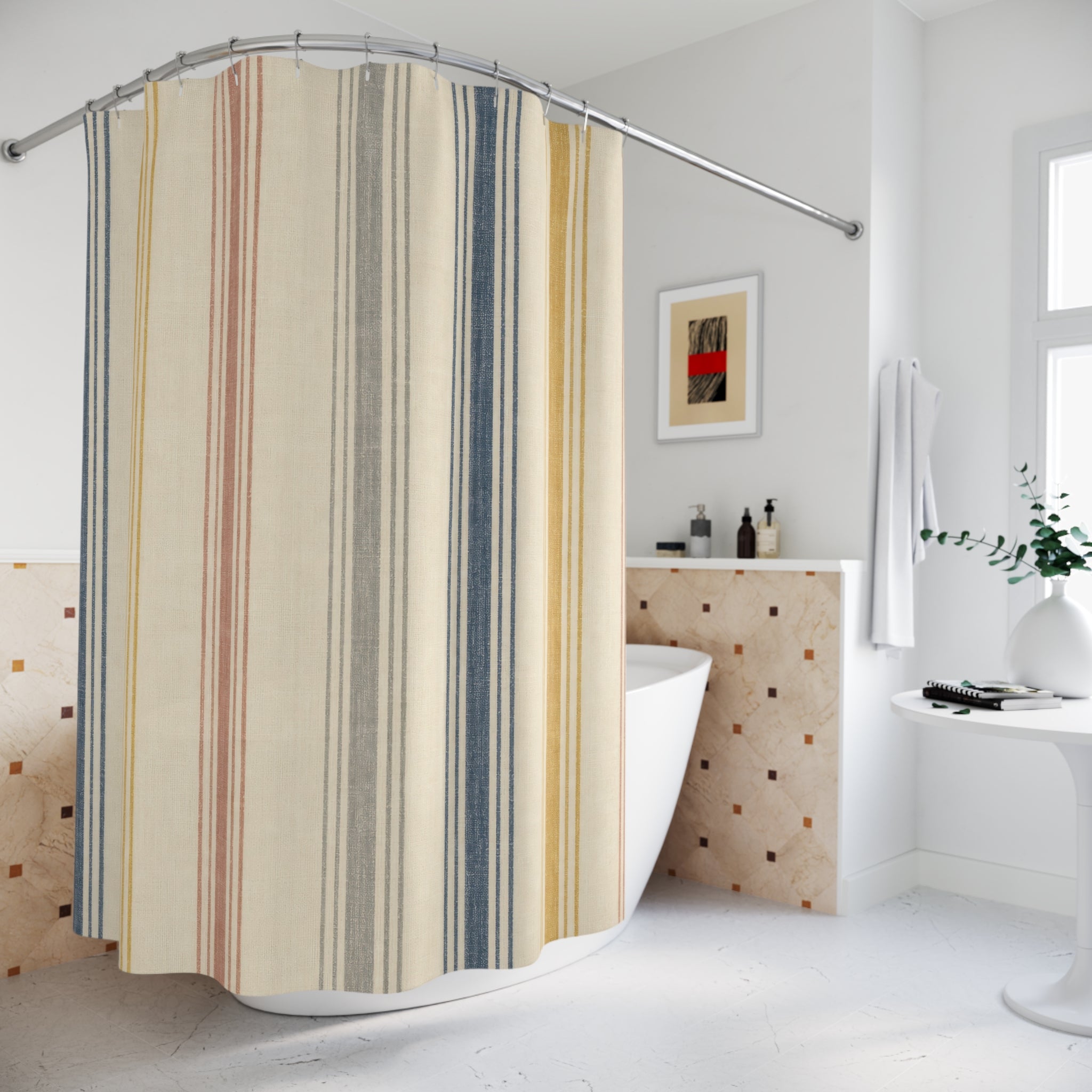 French Stripe Striped Shower Curtain