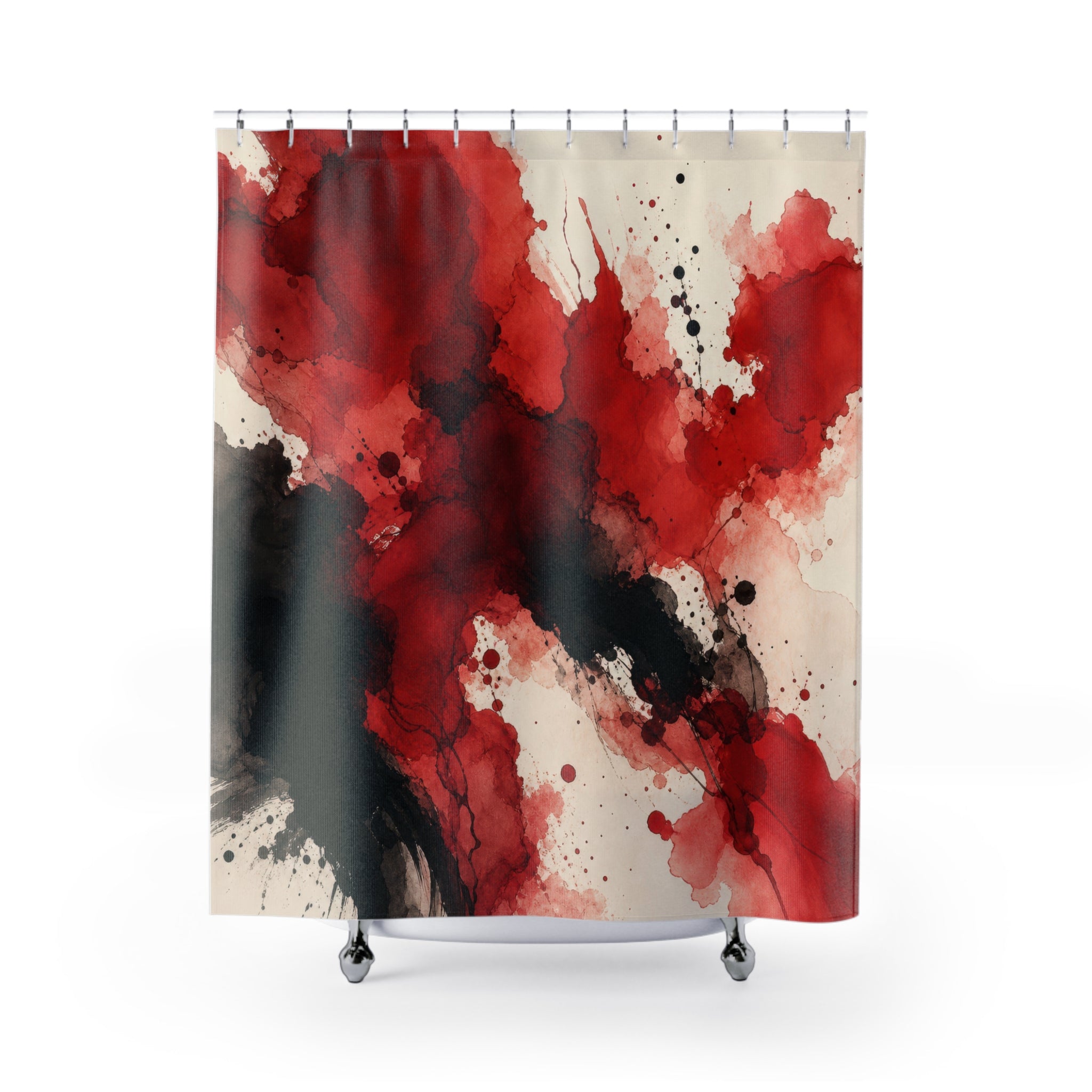 Red and Black Shower Curtain